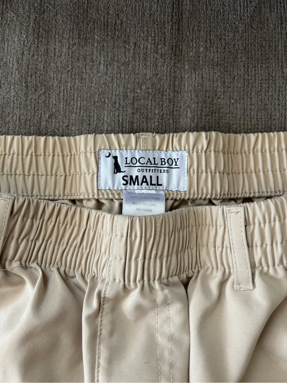 Men's Cream Elastic Waist Shorts